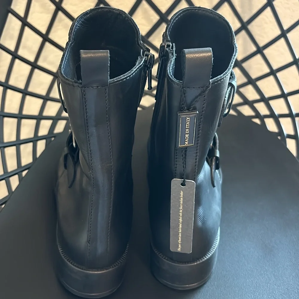 Emanuele Crasto Leather Boots Made in Italy in Black Sz 38 - Picture 4 of 15